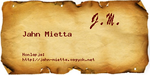 Jahn Mietta névjegykártya